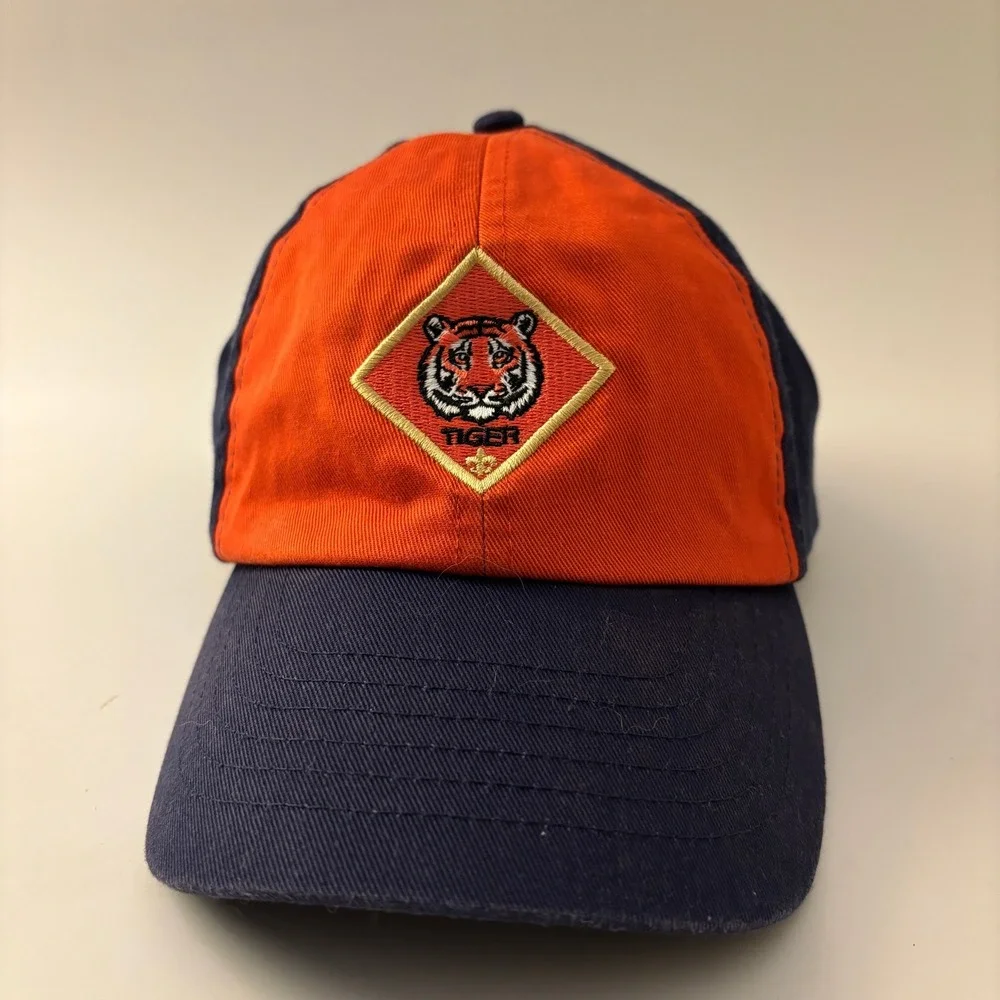 Boy Scouts of America Tiger Cub Scout Hat Kids S/M Blue Orange Embroidered Cap